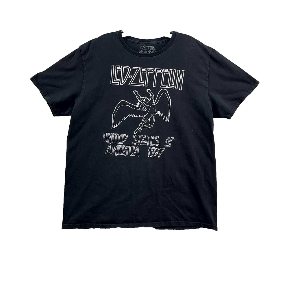 Led Zeppelin T Shirt Men XL Black Graphic Relaxed Fit Grunge Music Rock Band Tee